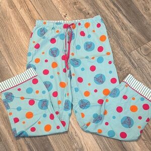 Disney Vintage Bambi Blue Pajama Bottoms with Colorful Dots